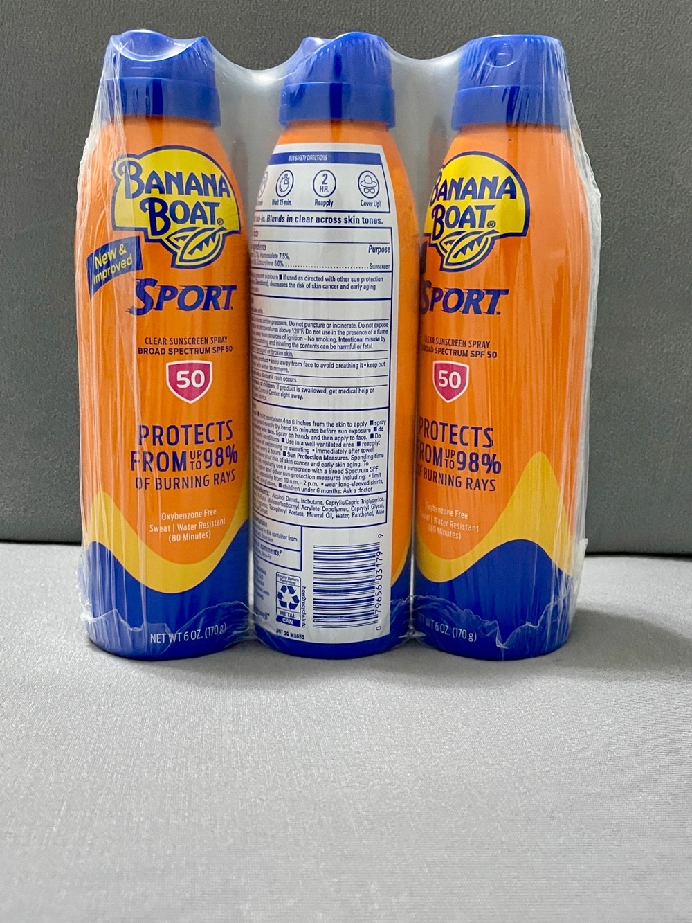 Banana Boat Sport SPF 50 Clear Sunscreen 3 packs